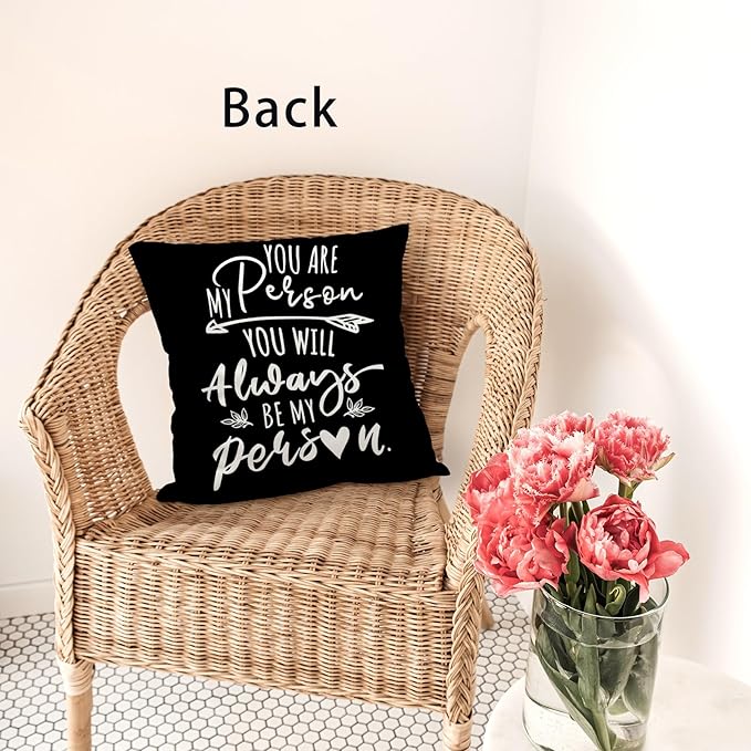 Long Distance Relationships Gifts Reversible Throw Pillow Covers Decor for Home Bedroom,18'' x 18'' Pillow case,Boyfriend Girlfriend Birthday Gifts,Gift Wife,Husband,Wedding Anniversary (black-2)