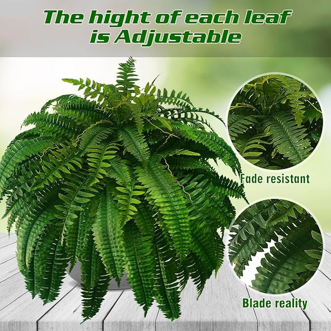 WAYNHUI Silky Artificial Boston Fern Bush, 48Inch Artificial Plants, Suitable for Decorating Office, Patio, Living Room Faux Greenery, 88Branches (88 Branches 2pack)
