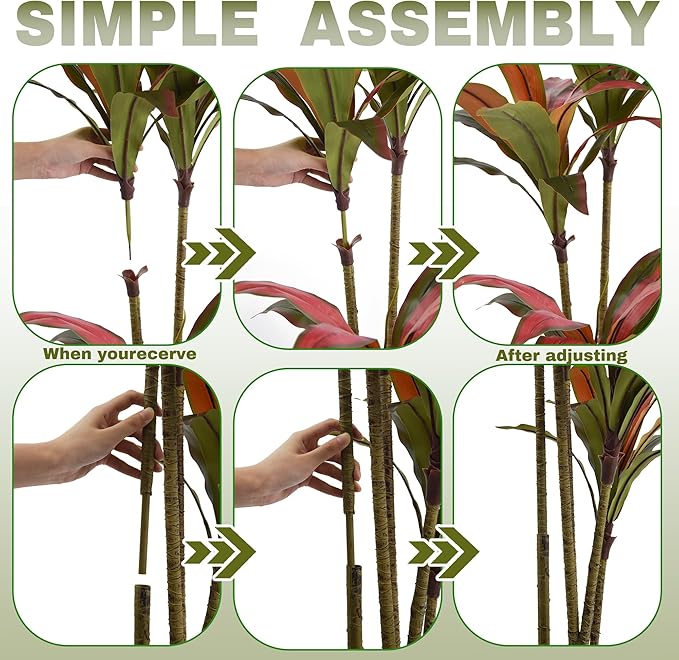 Artificial Dracaena Tree 5ft(60in) Tall Large Faux Silk Plants with Realistic Trunks and Red Leaves, Fake Floor Potted Artificial Plants for Home Office Indoor Decor (5feet,1Pack)