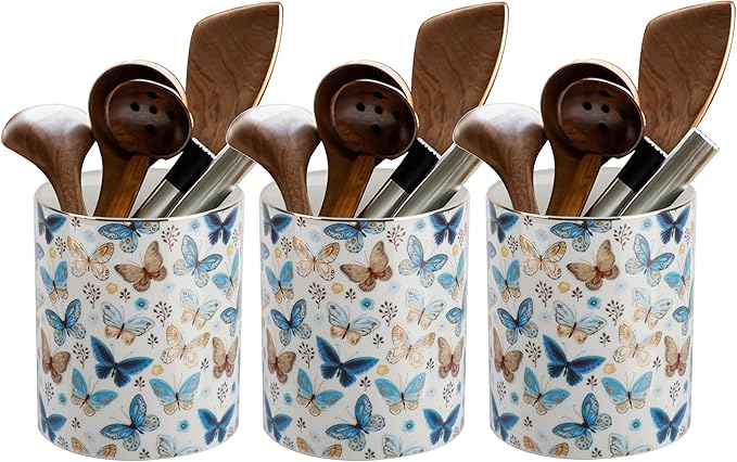 Utensils Holder Caddy Cutlery Organizer Elegant Porcelain Spoon Holder for Kitchen Table, Cabinet