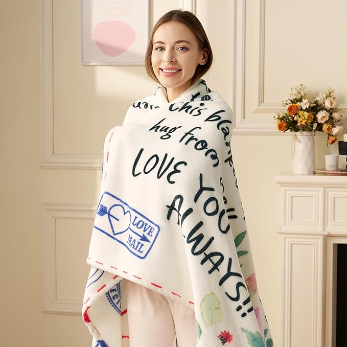Joiedomi Mothers Day Blanket Gifts for Mom Soft Flannel Mom Blanket for Wife Grandma Birthday Present for Women from Daughter Son 50" x 60" Colorful