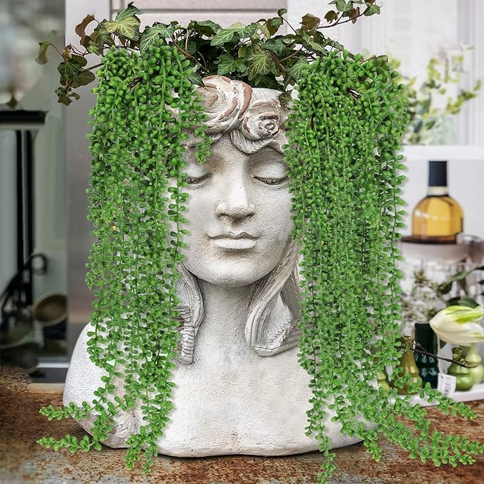 16 Pcs Artificial Succulents Bulk Hanging Plants 24 Inches Large Fake String of Pearls Faux Plants Wall Greenery Decor for Garden Indoor Outdoor Decoration (Fresh Style)