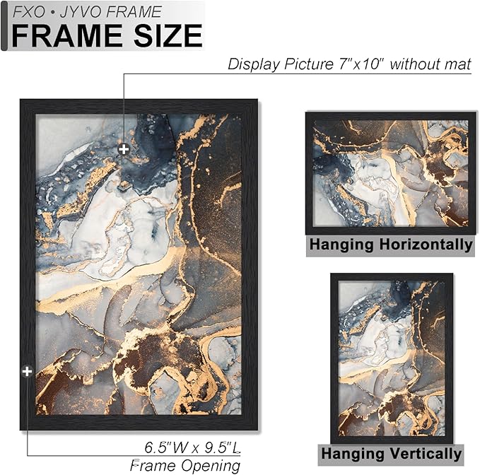 Engineered Wood 7x10 Picture Frame, Black Frame for 7 x 10 Inch Picture Poster Photo, Light Weight 7 by 10 Frame with Wood-grain for Wall - 1 Pack/Black/7"x10"