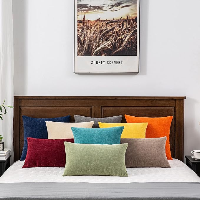 GAWAMAY Decorative Square Throw Pillow Covers 18"x18" Inch Set of 2, Super Soft Chenille Pillows Cover Fall Pillowcase for Living Room Bedroom Sofa Couch Cushion Cover Teal 45x45cm (No Insert)