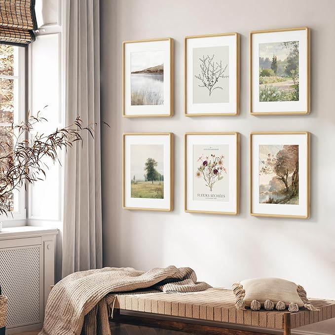 12x16 Picture Frame, Solid Beech Wood Frame with Real Glass, Hard Wood 12 by 16 Photo Frame for Wall & Tabletop Display, Picture Frame Matted to 8.5x11, Natural Beech Color