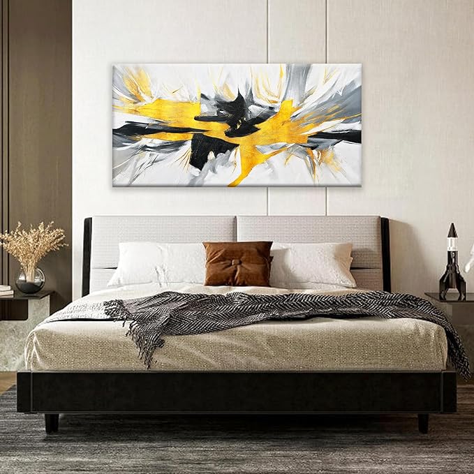 TAIJXAGSG Black And Gold Wall Art Abstract Painting Wall Decor Living Room Modern 24" X 48" Canvas Art Wall Decor White Wall Art Canvas Prints Artwork Pictures For Kitchen Bedroom