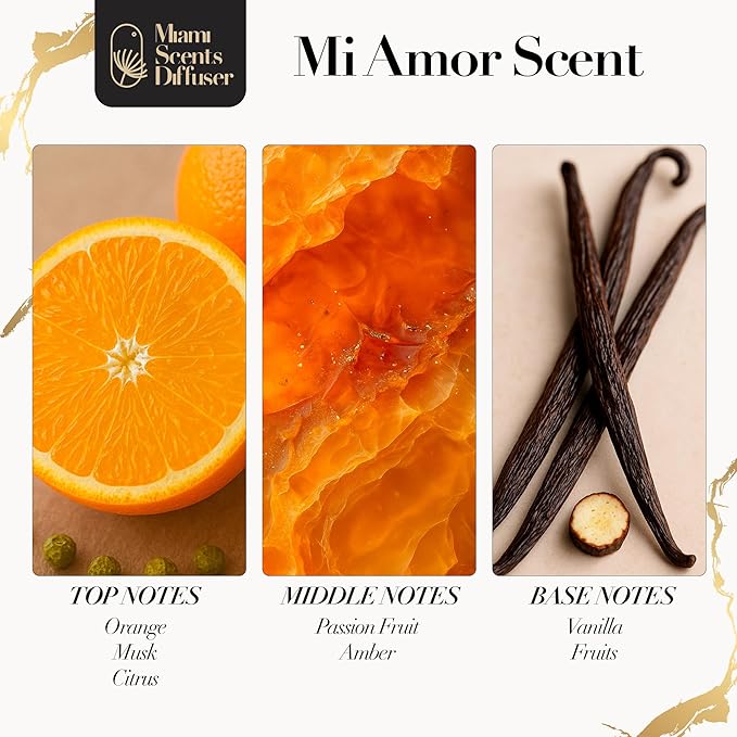 Mi Amor Scent Inspired by Baccarat NY Hotel 4 FlOz - 120 ml Essential Oils Aroma for Home Office Diffuser Luxury Fragance Refill Aromatherapy Natural Blend of Orange, Passion Fruit, Vanilla & Musk.