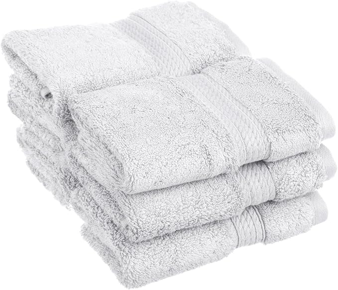 BLUENILEMILLS BNM Egyptian Cotton 6-Piece Towel Set, Includes 6 Face Towels, Attached Loop for Easy Hanging and Storage, Hotel Quality, Perfect for Bathroom, Gym, Shower Space, or Spa, White
