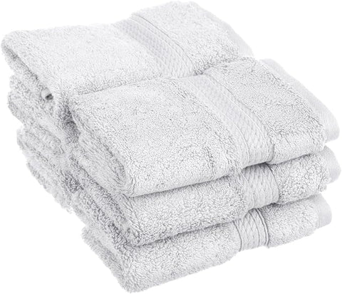 BLUENILEMILLS BNM Egyptian Cotton 6-Piece Towel Set, Includes 6 Face Towels, Attached Loop for Easy Hanging and Storage, Hotel Quality, Perfect for Bathroom, Gym, Shower Space, or Spa, White