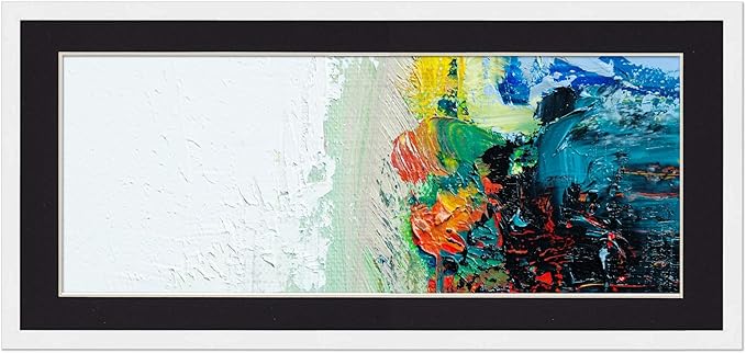 13x39 Frame with Mat - White 16x42 Frame Wood Made to Display Print or Poster Measuring 13 x 39 Inches with Black Photo Mat