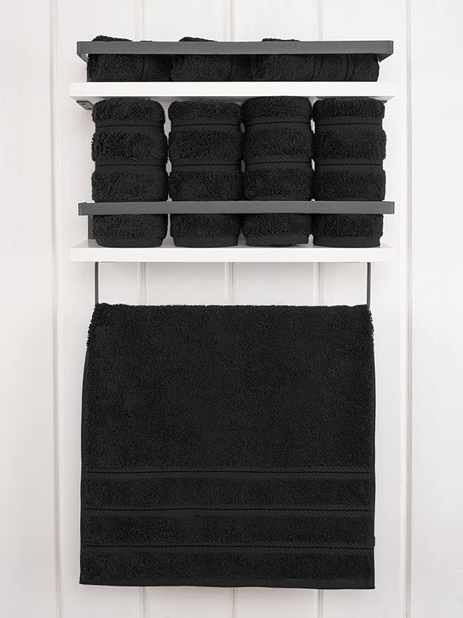 American Soft Linen Luxury Hand Towels for Bathroom, 600 GSM 100% Cotton Turkish 4 Piece Hand Towel Set, 600 GSM Hand Face Towels for Kitchen, Black Hand Towels
