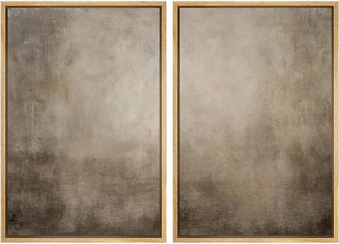 MUDECOR Framed Canvas Print Wall Art Monochromatic Gradient Abstract Minimalist Gray Illustrations Modern Art Decorative Chic for Living Room, Bedroom, Office - 24"x36"x2 Natural