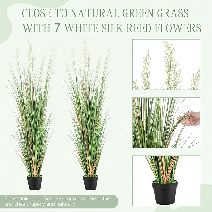 Jexine 2 Pcs 6 ft Tall Artificial Grass Plant Potted Artificial Greenery Floor Plants Faux Pampas Grass Tall in Pot for Housewarming Gift House Garden Bathroom Lobby Outdoor Decoration