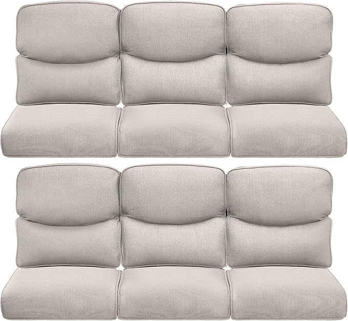 22x25/22x24 Outdoor Furniture Cushions Set of 6 - Comfortable Patio Chair Cushion for Rattan Wicker Dining Rocking Swivel Chairs Loveseat Couch L-Shape Sectional Sofa - Beige/Smile