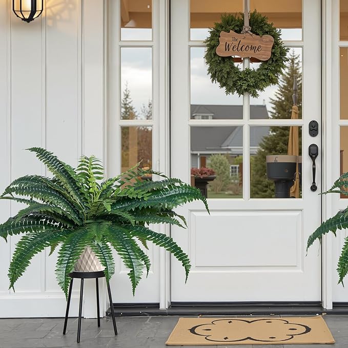 VEVOR Fake Ferns 2 Pcs, 39 Inch Artificial Boston Ferns Plants, Faux Fern with 35 Branches, Artificial Plants Large for Outdoors/Indoor Home, Office,Garden (Flowerpot Unincluded)