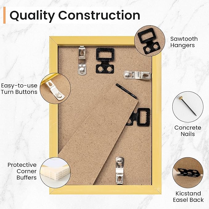 4x6 inch Picture Frame, 4x6 Photo Frames with 3.5x5 Removable Mat - High Definition Plexiglass - Vertical and Horizontal Display - Wall Hanging Frame - Gold, 12 Pack