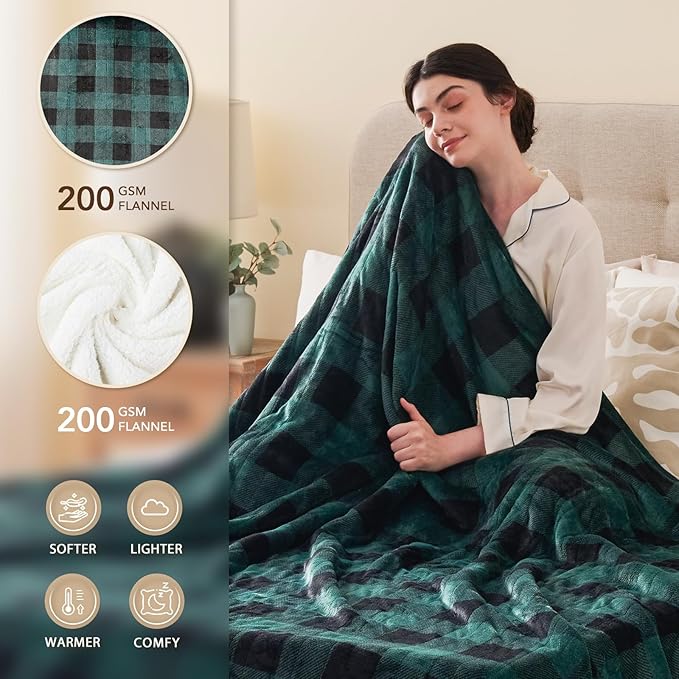 Homemate Electric Blanket Heated King Size - 100“x90“ Ultra Soft Cozy Flannel Heating Blanket with 10 Fast Heat Levels 8 Hours Auto Off Over-Heated Protection ETL Certification Keep Warm in Home