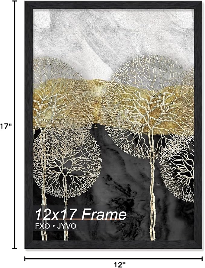 Engineered Wood 12x17 Picture Frame, Black Frame for 12 x 17 Inch Picture Poster Photo, Light Weight 12 by 17 Frame with Wood-grain for Wall - 1 Pack/Black/12 x17