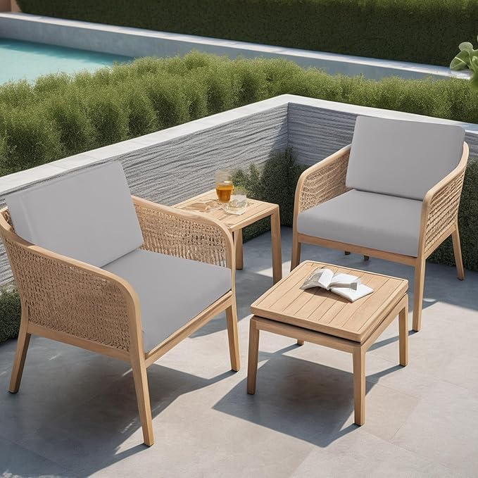 idee-home Outdoor Cushions for Patio Furniture, Outdoor Seat Cushion, Waterproof Couch Hampton Bay Deep Seat Replacement Chair Cushions for Garden Lawn Backyard Deck, 28.5 x 28.5 Grey