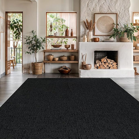 Easy Jute Rugs 4x6 Dark Gray Color Living Room Indoor Outdoor Area Rug for Farmhouse Patio and Kitchen Rug High Traffic Washable Easy to Clean Solid Boho Woven Design Outside Carpet (4 x 6)