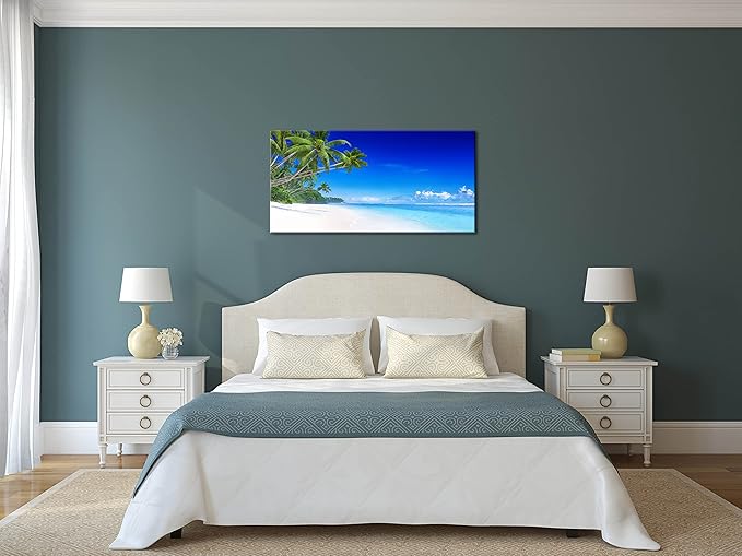 Beach Canvas Wall Art for Living Room Bedroom Home Decoration, Mordern Seascape Print Picture Painting Decor Artwork, Inner Frame (30x60)