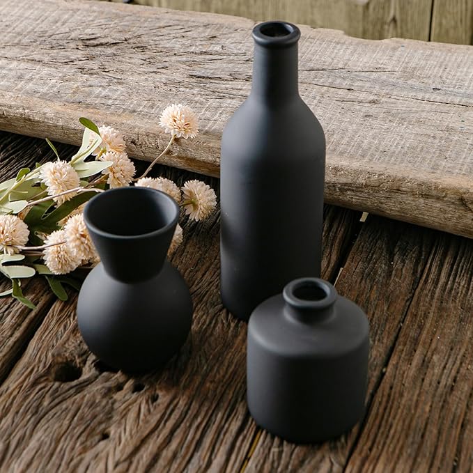 Ceramic Flower Vase Without Dried Fake Flowers, Centerpiece vases for Table, Modern Vases for Home Decor- 3 Pcs