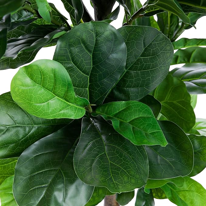 Fiddle Leaf Fig Tree 6ft Tall Artificial Tree in Plastic Pot Fake Ficus Lyrata Plants with 184 Decorative Fiddle Leaves Faux Fig Trees for Home Office Living Room Decor Indoor Outdoor