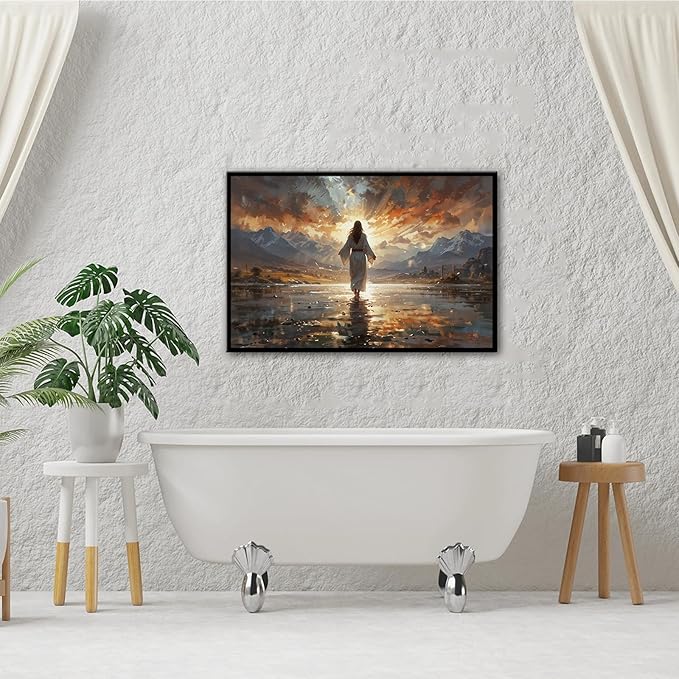 Christian Wall Art Print, Religious Scripture Biblical Decor, Faith-Based Inspirational Landscape with Cross, Digital Printed Canvas Poster for Church, Home Chapel, Prayer Room Decor