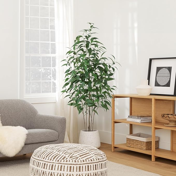 Artificial Eucalyptus Tree,5Ft Tree Fake Plant in Pot for Home and Office Decor,Potted Faux Plants Tall Artificial Trees for Indoor
