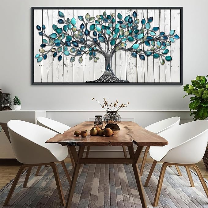 CHATYOUNG Large Canvas Wall Art - Abstract Framed Wall Art Neutral Green Leaves Tree Textured Pictures Artwork for Living Room Bedroom Dining Room Office Kitchen Home Decor 58"x29"