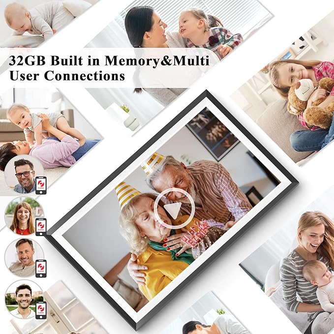 Frameo 15.6" Large Digital Picture Frame, Smart WiFi Electronic Photo Frame with LED Light 1920 x 1080 FHD IPS Touch Screen 32GB Memory Auto-Rotate Wall Mounted Slideshow, Share Photos/Video Anywhere