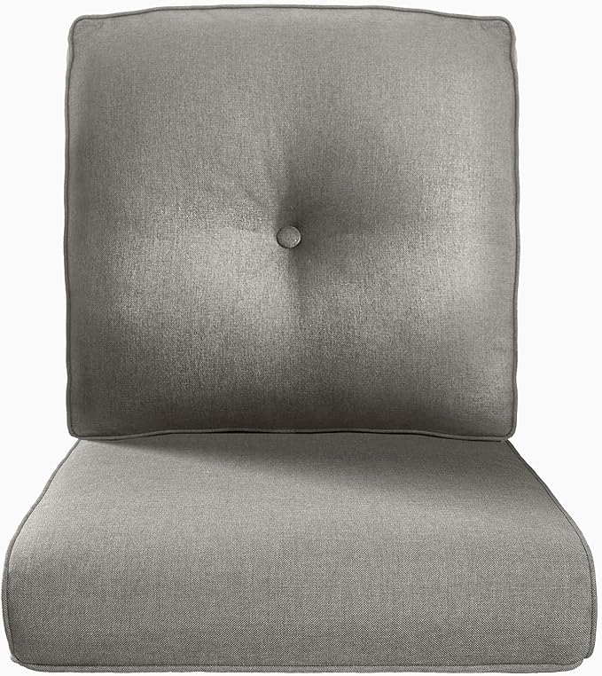 22x25/22x24 Outdoor Replacement Cushions - 1 Set High Back Deep Seat Patio Furniture Cushion for Rattan Dining Swivel Rocking Chairs Rattan Loveseat Couch Sectional Sofa - Grey/Button