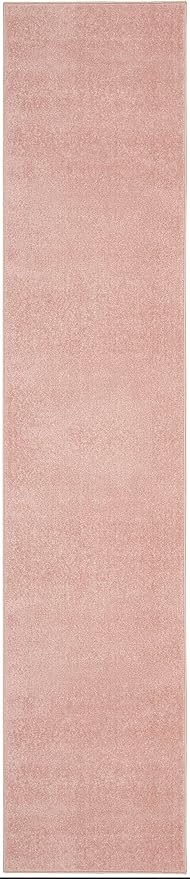 Nourison Home Essentials Solid Indoor/Outdoor Pink 2'2" x 18 Area Rug, Easy Cleaning, Non Shedding, Bed Room, Living Room, Dining Room, Deck, Patio, Backyard (2x18)