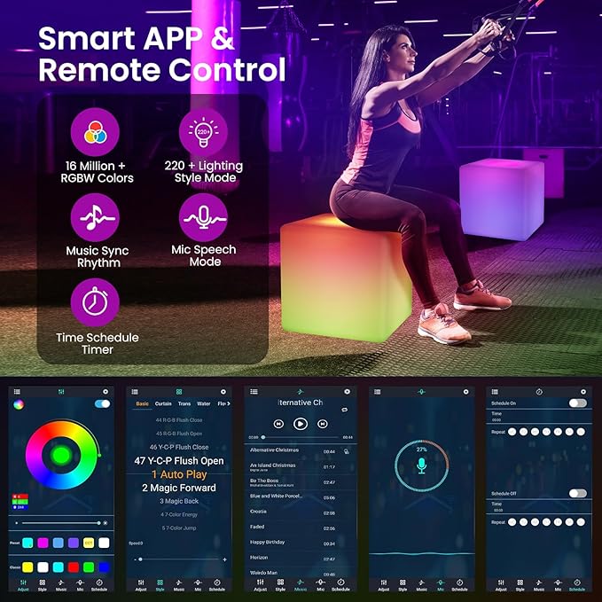 LOFTEK 16-inch Smart Cube Lights: RGBW 16 Million Colors Changing Floor Lamp with APP, Music Sync & Timer Night Lights for Living Room Bedroom Game Atmosphere(Corded Electric)