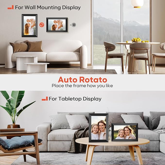 Frameo 10.1 Inch WiFi Digital Picture Frame, 1280x800 HD IPS Touch Screen Photo Frame Electronic, 32GB Memory, Auto-Rotate, Wall Mountable, Share Photos/Videos Instantly via Frameo App from Anywhere