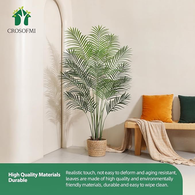 Artificial Palm Tree 5.5Ft Faux Dypsis Lutescens-Tall Fake Plants with Adjustable Branches,No Maintenance,Tropical Palm Tree for Indoor Decor - Ideal for Living Room,Office,Commercial Spaces,2pcs
