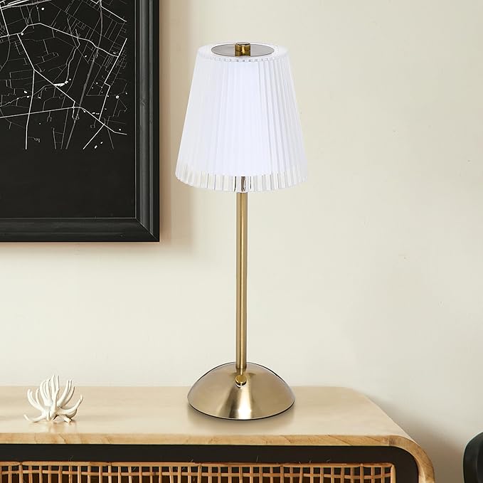 Camden Reed Table Lamp, Desk lamp, 3 Different Lighting Modes, Modern Minimal Design for Dinner/Coffee Table/Restaurant/Bedroom, Classic Gold