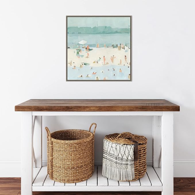Amanti Art Framed Canvas Wall Art 22x22 Sea Glass Sandbar I by Emma Scarvey, Framed Wall Art Canvas, Abstract Artwork, Country Rustic Decor, Medium Poster Painting for Living Room, Bedroom, Bathroom,