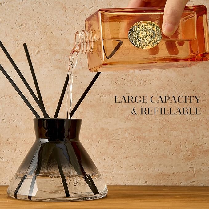 M&SENSE 6.3 oz Large Reed Diffuser Set | Gardenia Scent Oil Diffuser with Sticks | Hotel Collection Non-Toxic Essential Oil |for Bedroom Bathroom Living Room