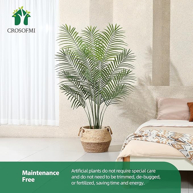 Artificial Palm Tree 5Ft Faux Dypsis Lutescens-Tall Fake Plants with Adjustable Branches,No Maintenance,Tropical Palm Tree for Indoor Decor - Ideal for Living Room,Office,Commercial Spaces,2pcs