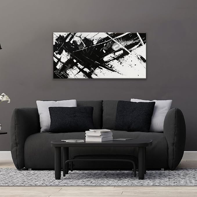 TAIJXAGSG Abstract Wall Art Ready To Hang Canvas Art Wall Decor Modern Paintings Black And White Wall Art Prints Canvas Painting For Bathroom Wall Decor Bedroom Office20 X 40"