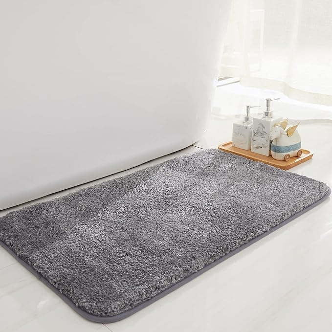 COSY HOMEER Bath Rugs for Bathroom Extra Thick - Anti-Slip Bath Mats Soft Plush Yarn Shaggy 100% Strong Mirco Polyeste Mat Living Room Bedroom Mat Floor Water Absorbent(Dark Grey,24x36 - Inches)