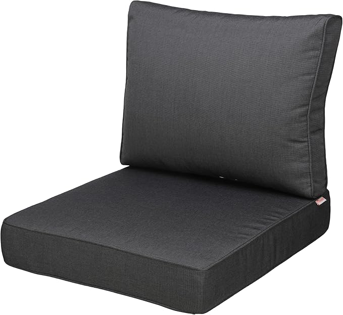 UIXE Outdoor Deep Seat Cushion Set with Slipcovers, Patio Furniture Cushions & Back Pads, Sectional Sofa Bistro Chair Cushion - Gray, Set of 2