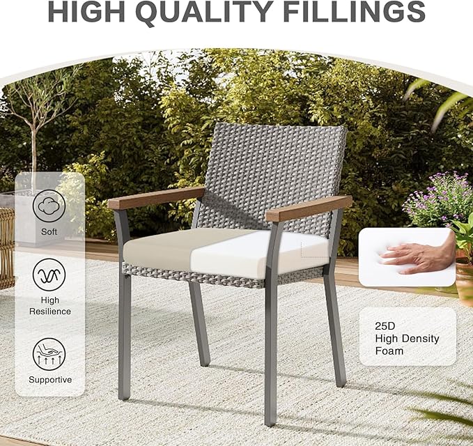 BPS 24x24 Inch Deep Seat Outdoor Cushion, Khaki Fade-Resistant and Water-Resistant Patio Chair Cushion for Wicker Chairs, Sofas, Love Seats