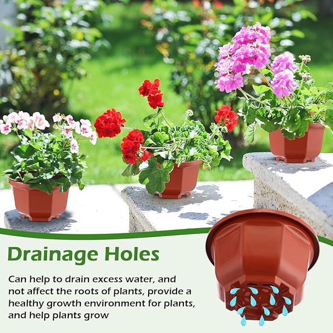 Roshtia 50 Pcs Plastic Hanging Plant Pots with Hooks Flower Pots Baskets Outdoor Hanging Nursery Planter Holder for Home Garden Balcony Porch(Brown,5.1 inch)