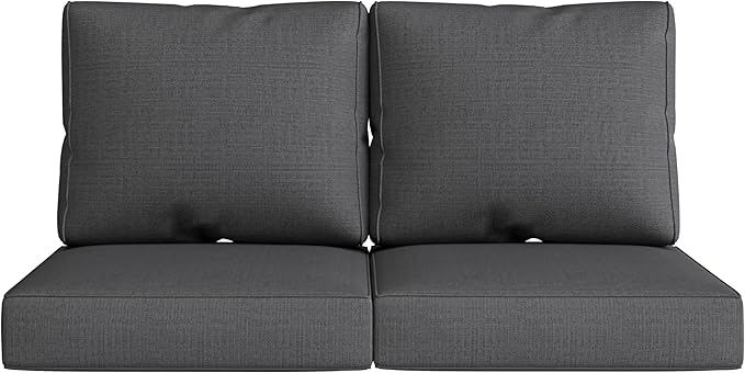 UIXE Outdoor Deep Seat Cushion Set with Slipcovers, Patio Furniture Cushions & Back Pads, Sectional Sofa Bistro Chair Cushion - Gray, Set of 4