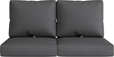 UIXE Outdoor Deep Seat Cushion Set with Slipcovers, Patio Furniture Cushions & Back Pads, Sectional Sofa Bistro Chair Cushion - Gray, Set of 2