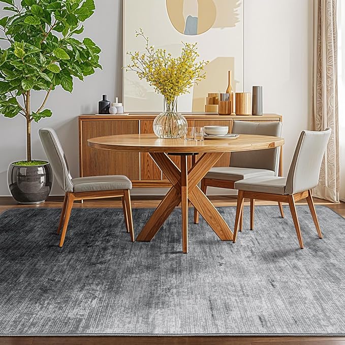 Washable Rug 5x7 Area Rugs for Living Room - Stain Resistant Non-Slip Backing Boho Rug for Bedroom,Durable & Ultra-Thin Vintage Large Area Rug(5x7,Gray)