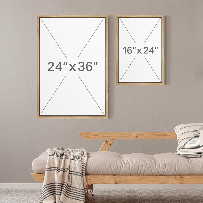 MUDECOR Framed Canvas Print Wall Art Neutral Abstract Modern Minimalist Landscape in Beige and Gray Illustrations Modern Art Decorative Bohemian for Living Room, Bedroom, Office - 16"x24"x2 Natural