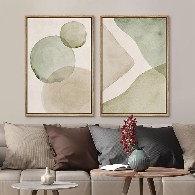 MUDECOR Framed Canvas Print Wall Art Dynamic White Brushstroke Abstract Illustrations Modern Art Decorative Bohemian Colorful Chic for Living Room, Bedroom, Office - 16"x24"x2 Natural